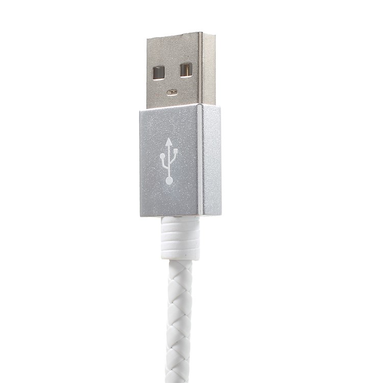 D9ELEMENT 1M Micro USB Leather Data Sync Charging Cable for Samsung Galaxy S7 / Huawei Y6II-2