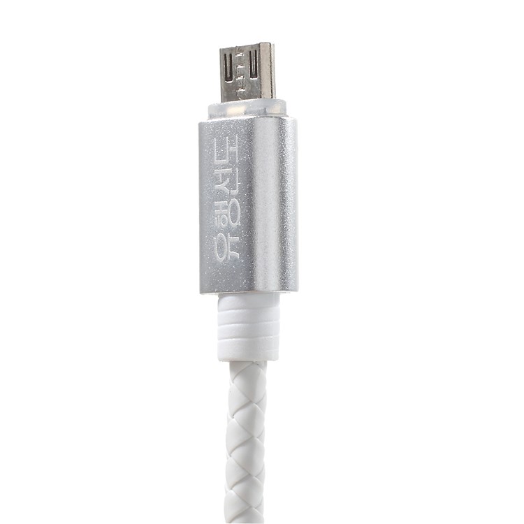 D9ELEMENT 1M Micro USB Leather Data Sync Charging Cable for Samsung Galaxy S7 / Huawei Y6II-3