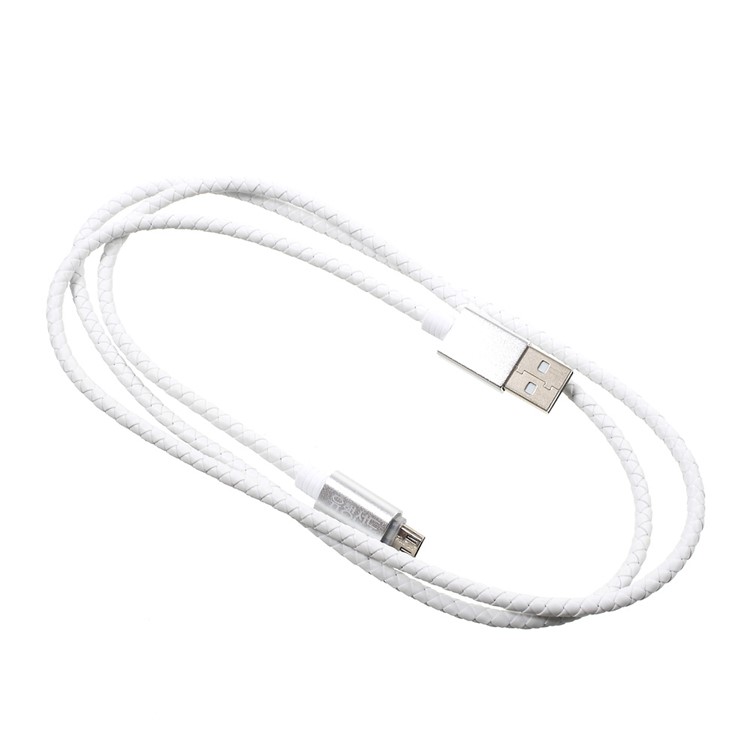 D9ELEMENT 1M Micro USB Leather Data Sync Charging Cable for Samsung Galaxy S7 / Huawei Y6II-5