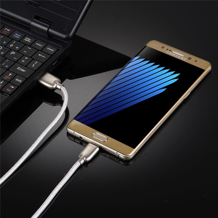 1m Zinc Alloy Woven Type-c USB Data Sync Charging Cable for HTC 10/LG G5 - Silver Color-6