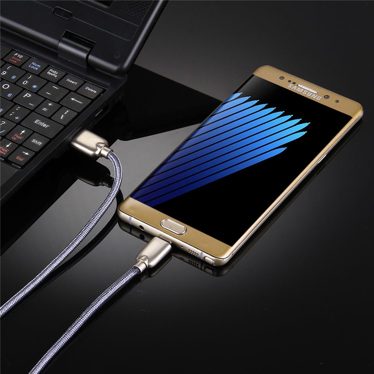 1m Zinc Alloy Woven USB Type-c Charging Data Cable for HTC 10/LG G5 - Grey-6