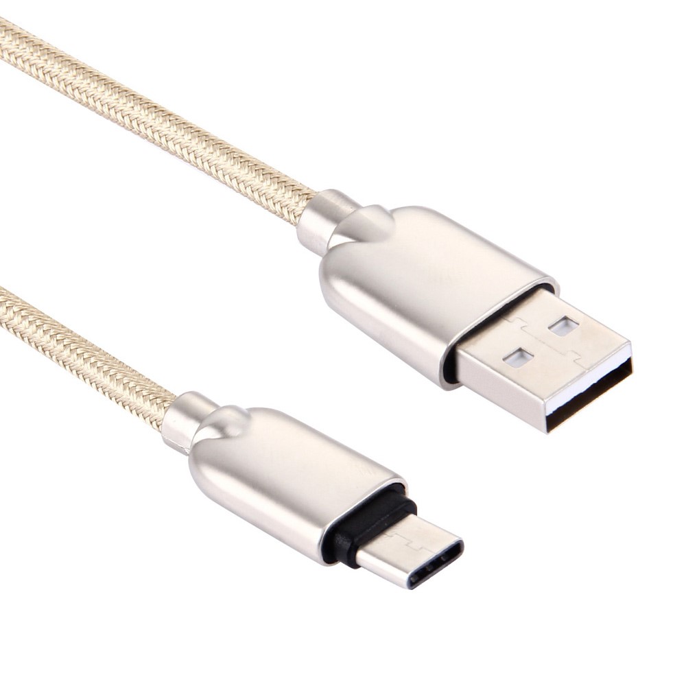 Zinc Alloy Type-c USB Data Sync Charging Braided Cable 1m for HTC 10/LG G5 - Gold Color-4
