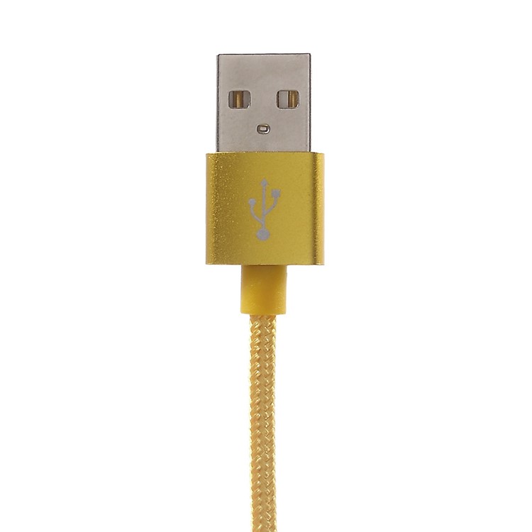 3M 2A Woven Pattern Micro USB Data Sync Charging Cable Cord for Samsung HTC Huawei - Yellow-2