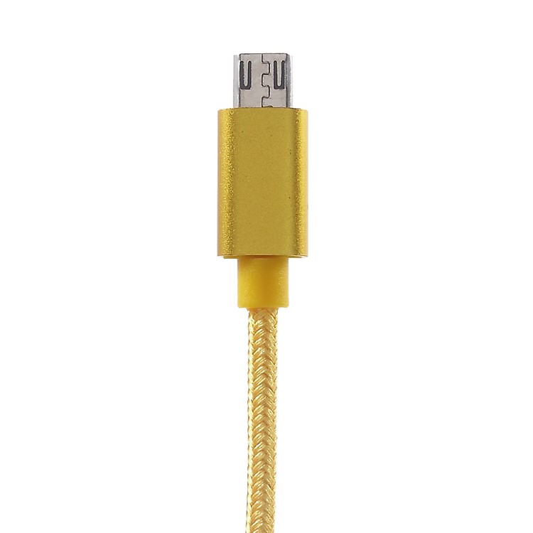 3M 2A Woven Pattern Micro USB Data Sync Charging Cable Cord for Samsung HTC Huawei - Yellow-3