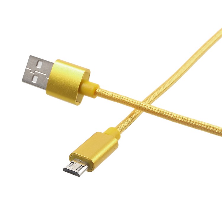 3M 2A Woven Pattern Micro USB Data Sync Charging Cable Cord for Samsung HTC Huawei - Yellow-4
