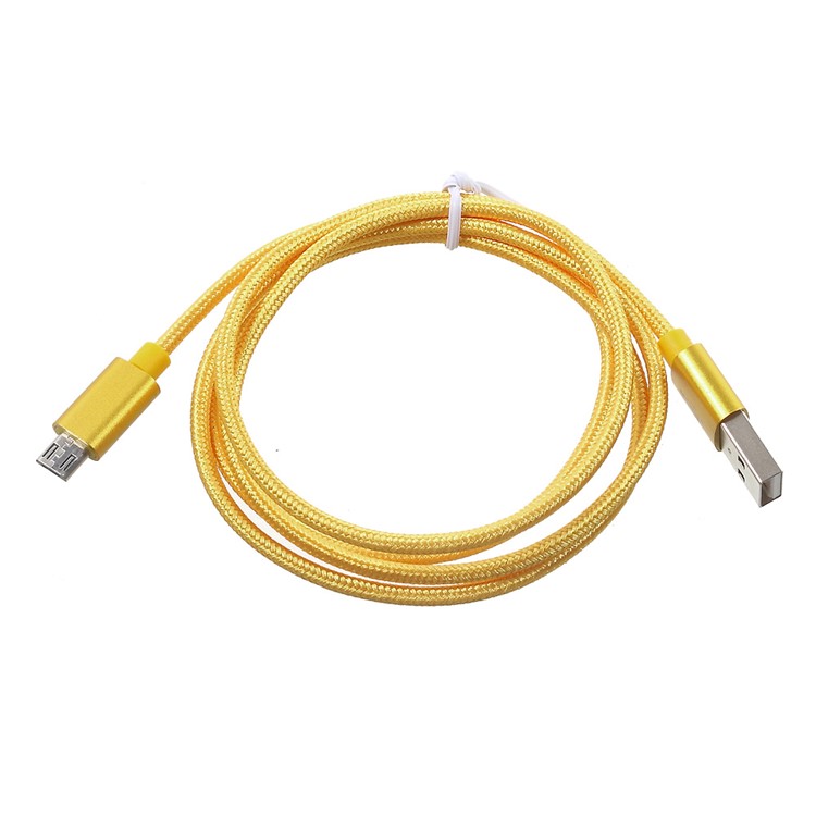 3M 2A Woven Pattern Micro USB Data Sync Charging Cable Cord for Samsung HTC Huawei - Yellow-6