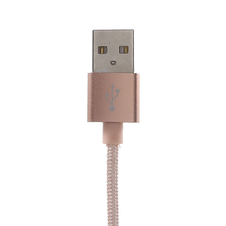 3M 2A Woven Pattern Micro USB Data Sync Charging Cord for Samsung HTC Huawei - Rose Gold Color-2