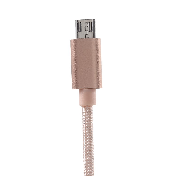 3M 2A Woven Pattern Micro USB Data Sync Charging Cord for Samsung HTC Huawei - Rose Gold Color-3