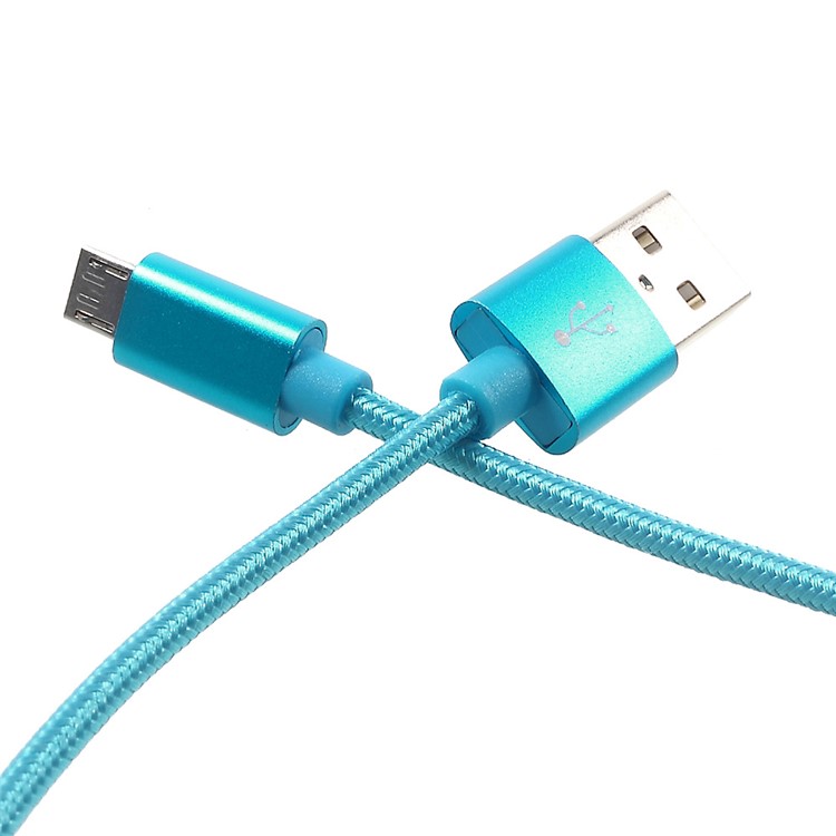 3M 2A Woven Pattern Micro USB Data Sync Charging Cord Cable for Samsung HTC Huawei - Blue-4