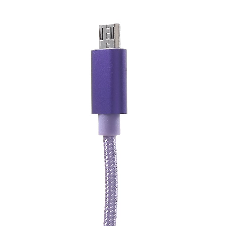 3M 2A Woven Pattern Micro USB Data Sync Charging Cable for Samsung HTC Huawei - Purple-3