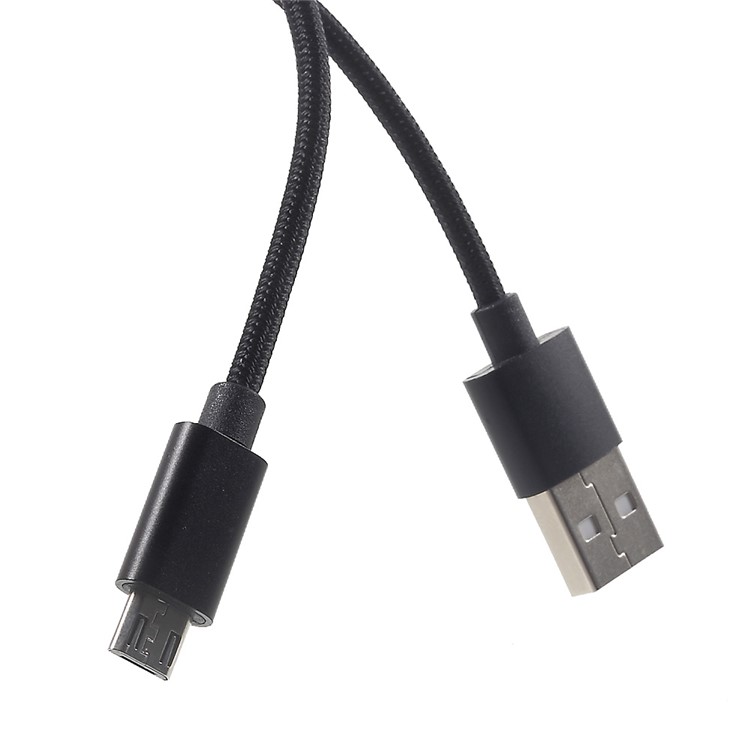 1M 2A Woven Pattern Micro USB Data Sync Charging Cable for Samsung HTC Huawei - Black-4