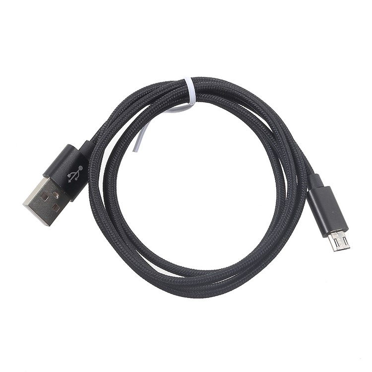 1M 2A Woven Pattern Micro USB Data Sync Charging Cable for Samsung HTC Huawei - Black-5