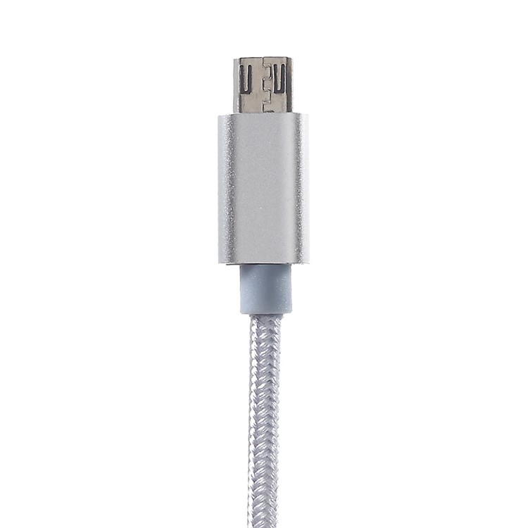 1M 2A Woven Pattern Micro USB Data Sync Charger Cable for Samsung HTC Huawei - White-3