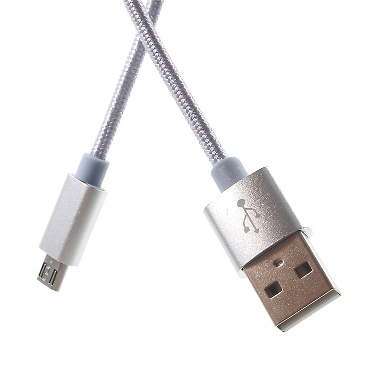 1M 2A Woven Pattern Micro USB Data Sync Charger Cable for Samsung HTC Huawei - White-4