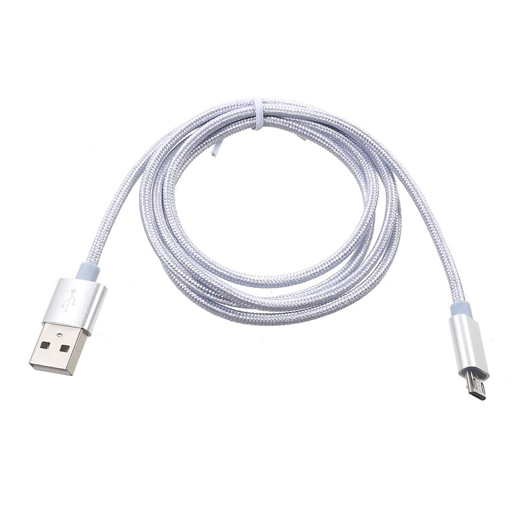 1M 2A Woven Pattern Micro USB Data Sync Charger Cable for Samsung HTC Huawei - White-5
