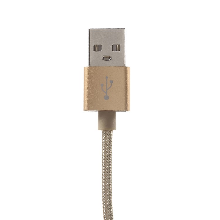 1M 2A Woven Pattern Micro USB Data Sync Charging Cord Cable for Samsung HTC Huawei - Gold Color-2