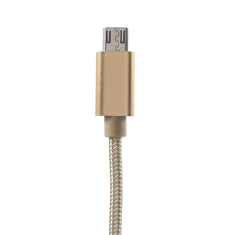 1M 2A Woven Pattern Micro USB Data Sync Charging Cord Cable for Samsung HTC Huawei - Gold Color-3