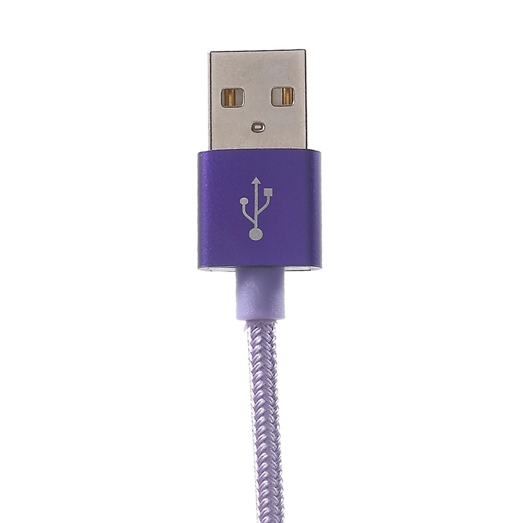 1M 2A Woven Pattern High Speed Micro USB Data Sync Charging Cable for Samsung HTC Huawei - Purple-2