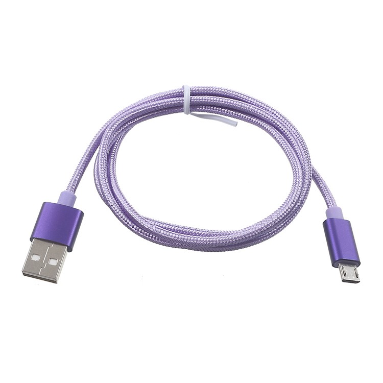 1M 2A Woven Pattern High Speed Micro USB Data Sync Charging Cable for Samsung HTC Huawei - Purple-5