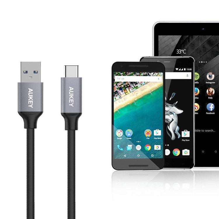 AUKEY CB-CD3 2M USB 3.0 to Type C Sync Charge Braided Nylon Cable for Xiaomi Mi 5/LG G5 Etc-5