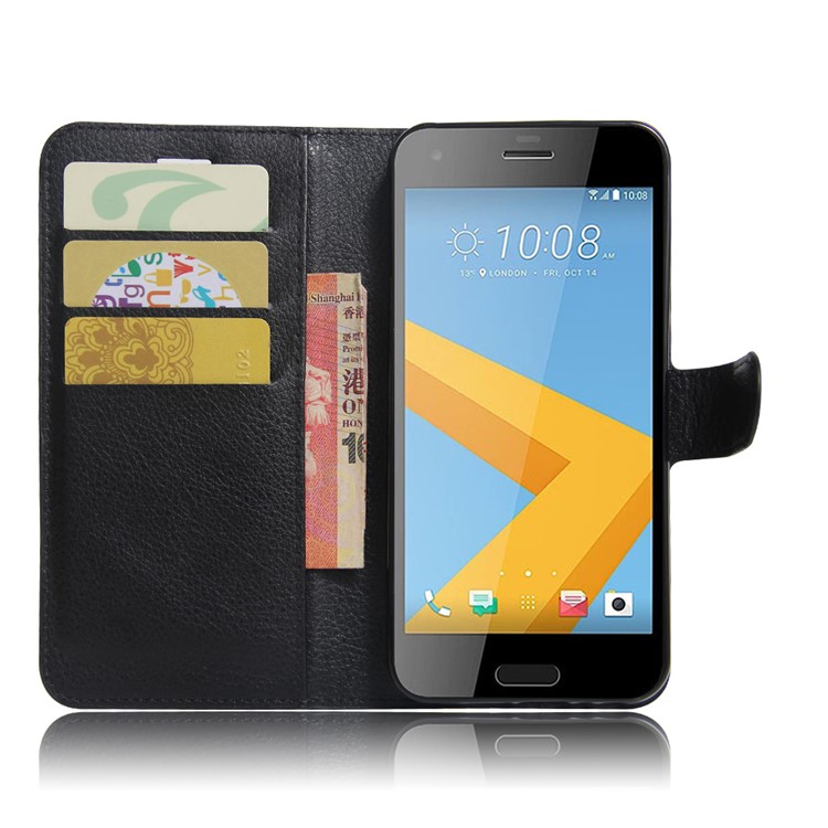 Litchi Skin Leather Wallet Case for HTC One A9s - Black-5