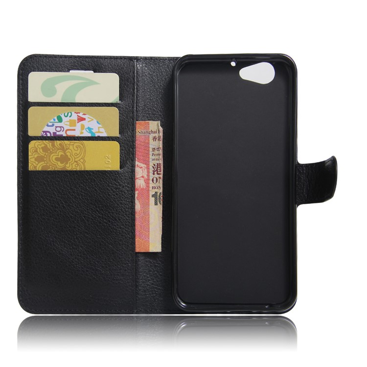 Litchi Skin Leather Wallet Case for HTC One A9s - Black-6