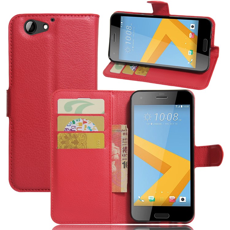 Litchi Skin Leather Wallet Case Cover for HTC One A9s - Red-1