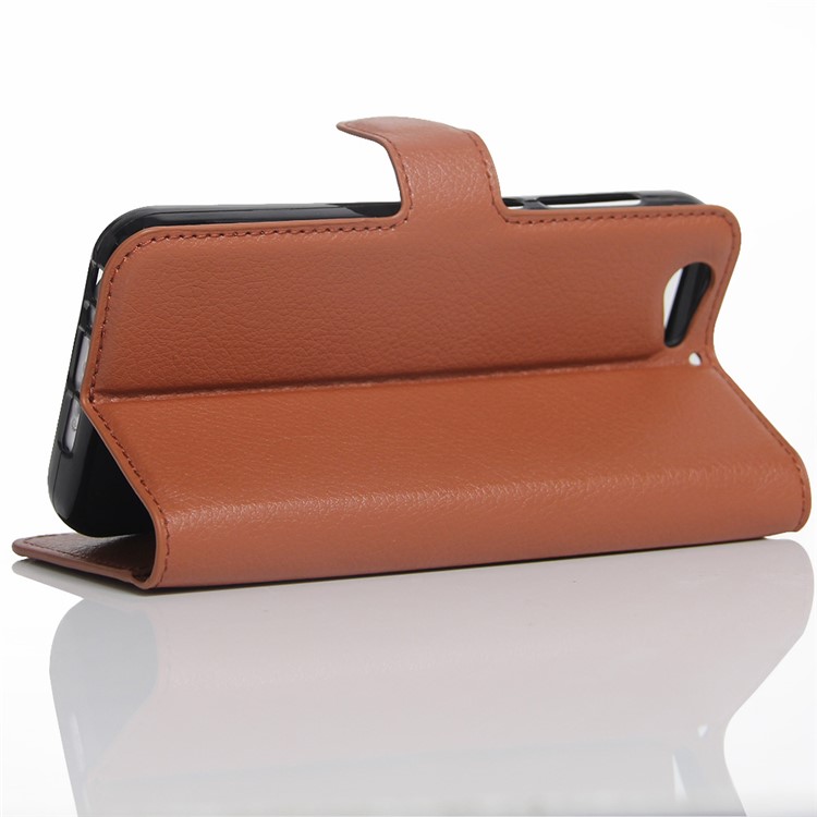 Litchi Skin Wallet Leather Stand Cover for HTC One A9s - Brown-4