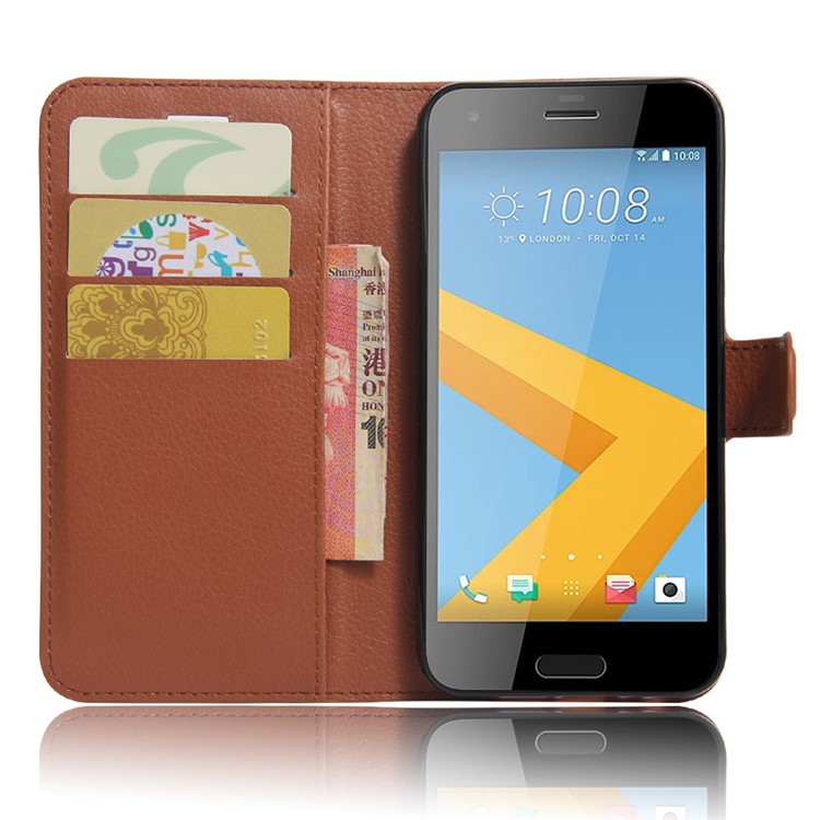 Litchi Skin Wallet Leather Stand Cover for HTC One A9s - Brown-5
