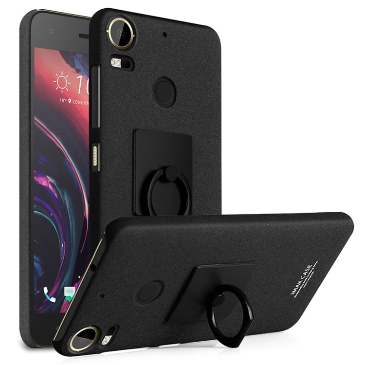 IMAK Matte Hard Plastic Case with Ring Kickstand for HTC Desire 10 Pro - Black-1