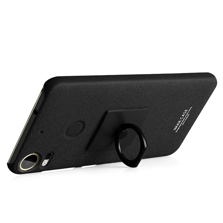 IMAK Matte Hard Plastic Case with Ring Kickstand for HTC Desire 10 Pro - Black-3
