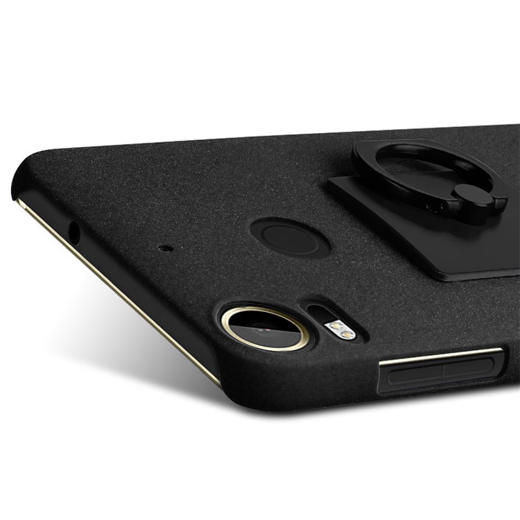 IMAK Matte Hard Plastic Case with Ring Kickstand for HTC Desire 10 Pro - Black-5