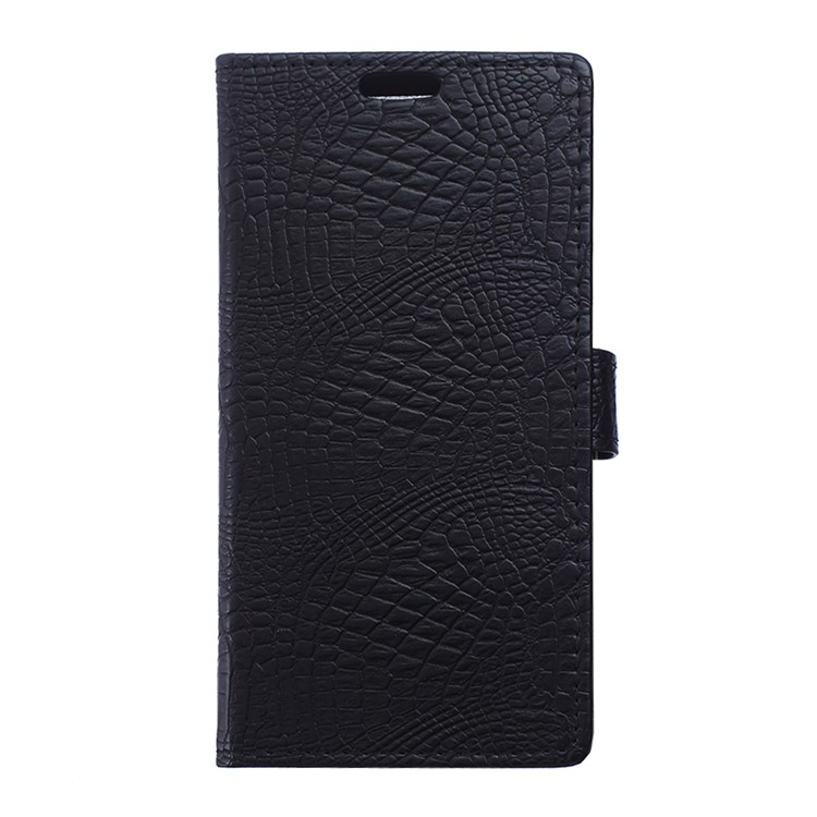 Crocodile Flip Stand Leather Wallet Phone Case for HTC One A9s - Black-1