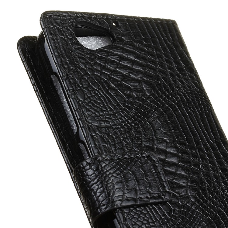 Crocodile Flip Stand Leather Wallet Phone Case for HTC One A9s - Black-3
