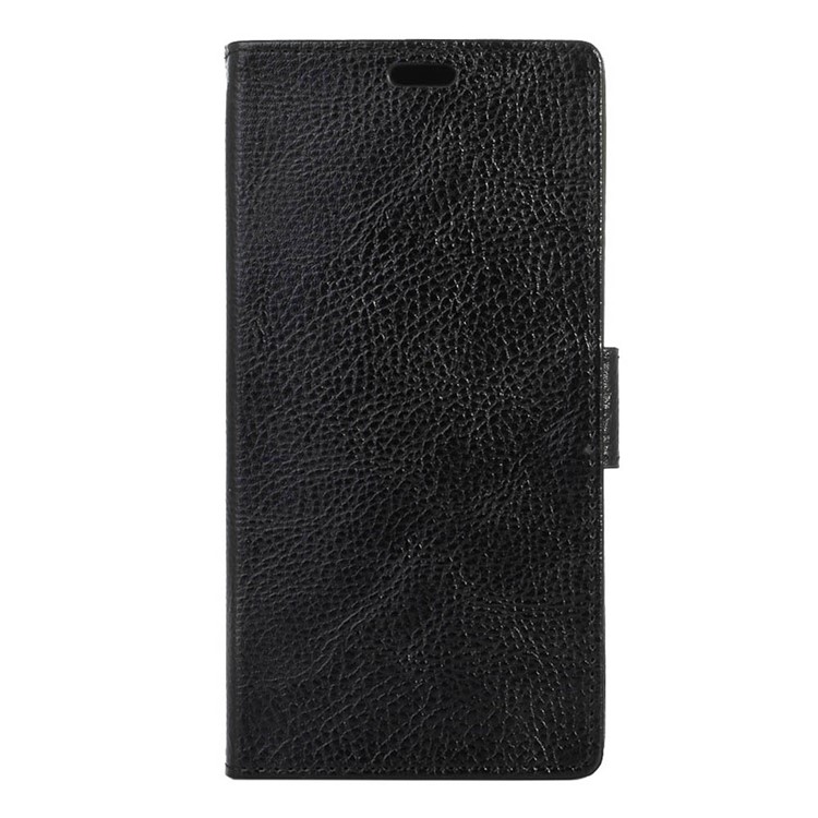 Litchi Stand Wallet PU Leather Phone Cover Case for HTC One A9s - Black-1