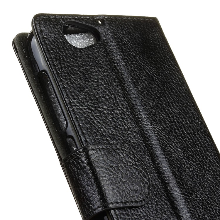 Litchi Stand Wallet PU Leather Phone Cover Case for HTC One A9s - Black-6