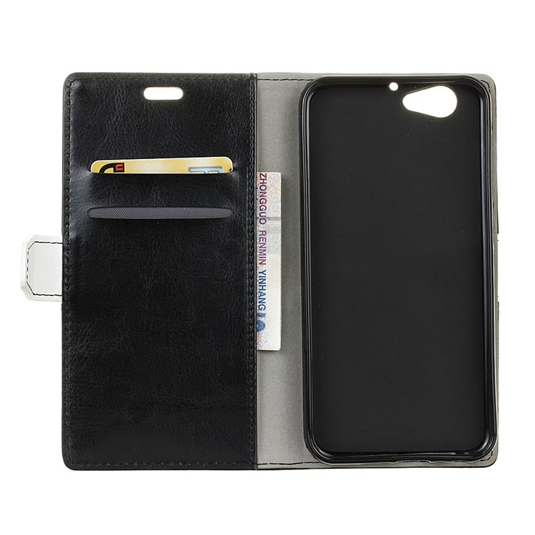 Contrast Color Wallet Leather Stand Case Accessory for HTC One A9s - Black-3