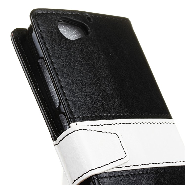 Contrast Color Wallet Leather Stand Case Accessory for HTC One A9s - Black-6