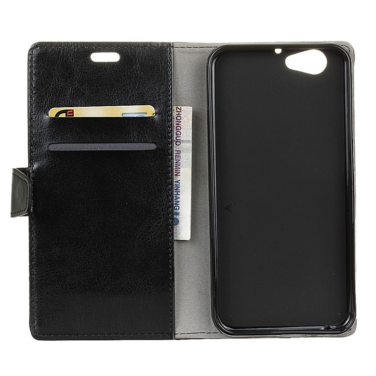 Crazy Horse Leather Wallet Case for HTC One A9s - Black-3