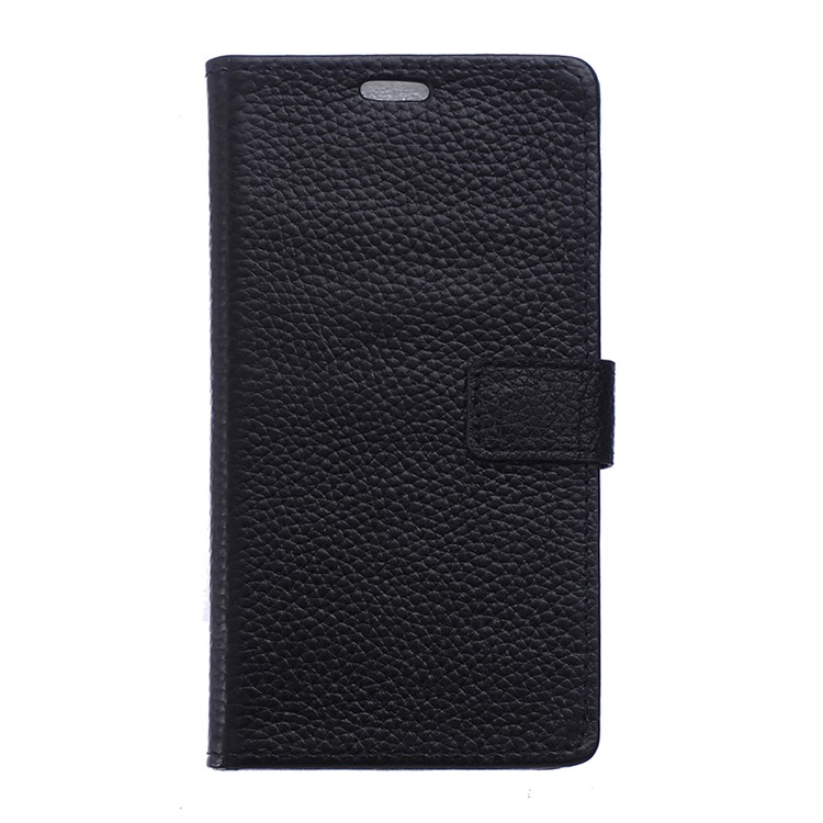 For HTC One A9s Genuine Leather Wallet Case Stand Lychee Texture - Black-1