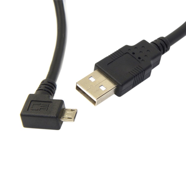 5m 90-degree Left Angle Micro USB Male to USB 2.0 Data Charge Cable - Black-2
