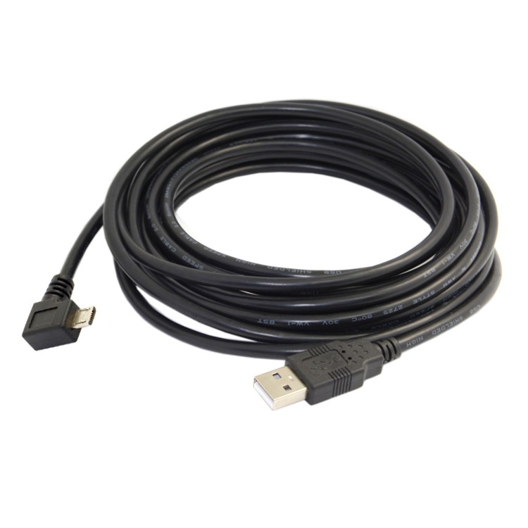 5m 90-degree Left Angle Micro USB Male to USB 2.0 Data Charge Cable - Black-3