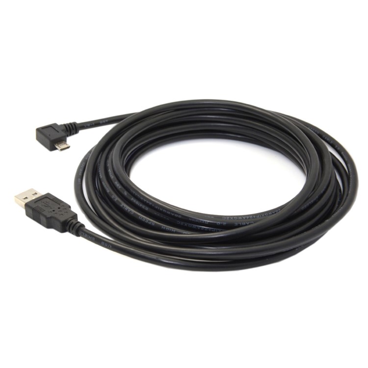 5m 90-degree Left Angle Micro USB Male to USB 2.0 Data Charge Cable - Black-4