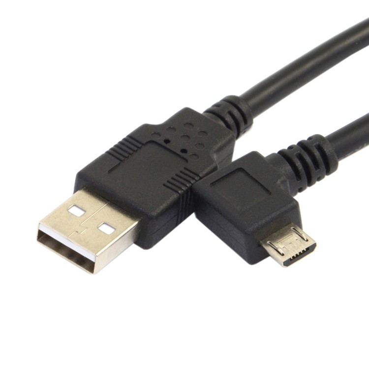 5m 90-degree Left Angle Micro USB Male to USB 2.0 Data Charge Cable - Black-5