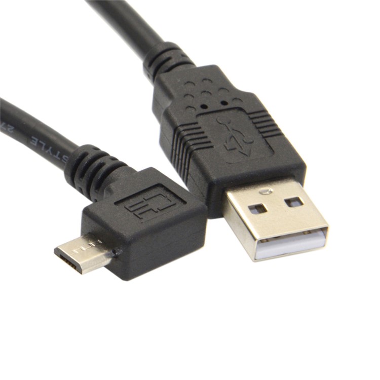 5m 90-degree Left Angle Micro USB Male to USB 2.0 Data Charge Cable - Black-6