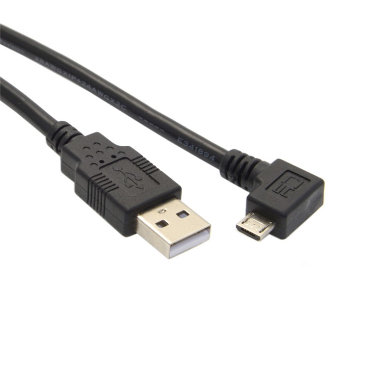 5m 90-degree Right Angle Micro USB Male to USB 2.0 Charge Sync Cable - Black-1