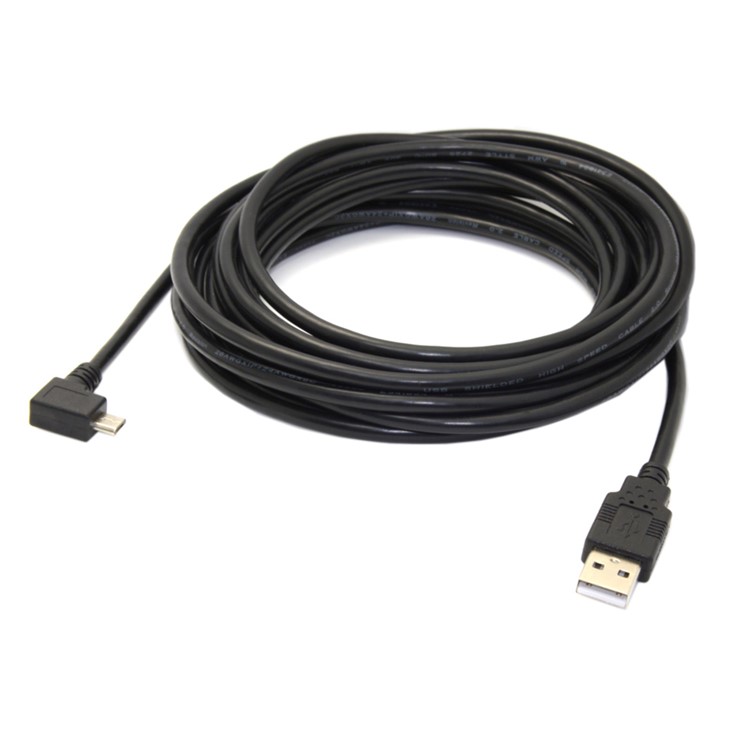 5m 90-degree Right Angle Micro USB Male to USB 2.0 Charge Sync Cable - Black-2
