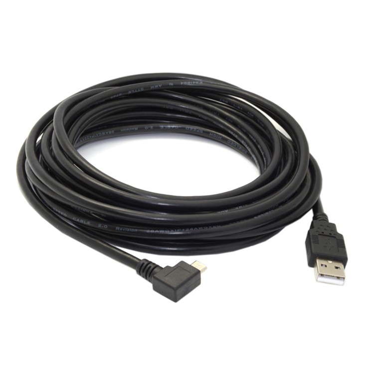 5m 90-degree Right Angle Micro USB Male to USB 2.0 Charge Sync Cable - Black-3