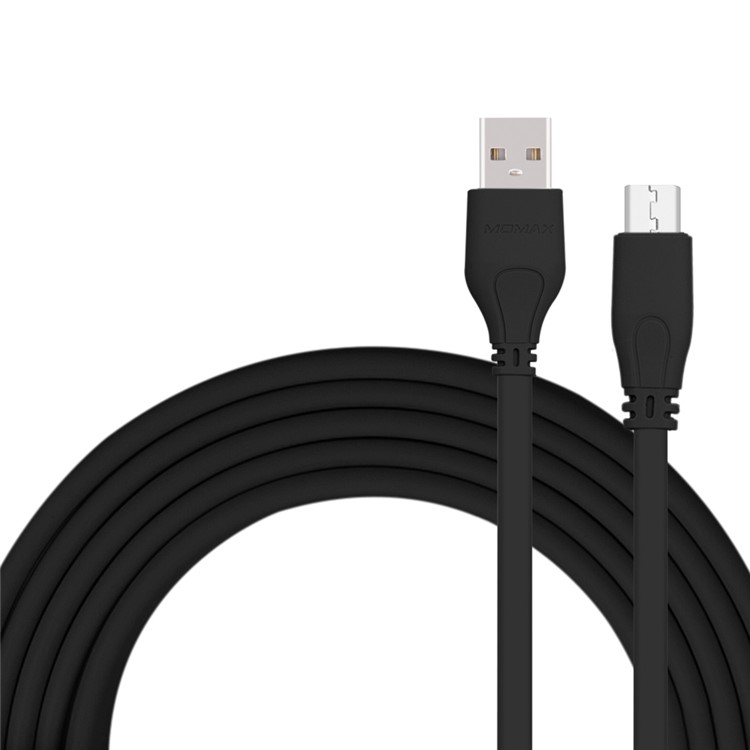 MOMAX 1M 2.1A Flat Noodle Micro USB Data Sync Charging Cable for Samsung HTC LG - Black-1