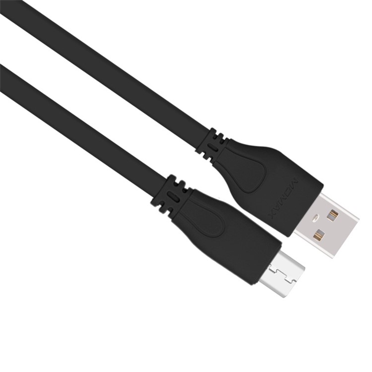 MOMAX 1M 2.1A Flat Noodle Micro USB Data Sync Charging Cable for Samsung HTC LG - Black-2